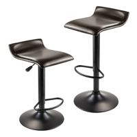 Ensemble de 2 tabourets de bar Paris, siège pivotant réglable en cuir PU, base en métal noir, mobilier commercial moderne et contemporain pour l'extérieur