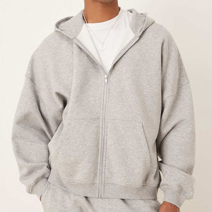 High Quality Men's Heavyweight Cotton Brushed French Terry Zip Hoodie Wholesale Embroidered Plain Zipper Hoodies - Product Image 1