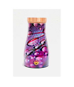 Copper <b>bottle</b> featuring enamel floral details for yoga detox and daily <b>water</b> storage with a traditional artistic touch - Product Image 5