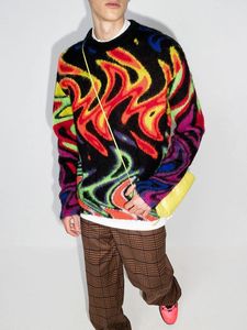 Pull en mohair jacquard personnalisé avec logo OEM & ODM, pull à col rond pour homme, tricoté, pull en maille moelleuse, pull d'hiver pour homme - Product Image 6