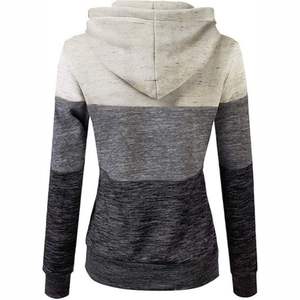 Sudadera con Capucha para Mujer, Diseño Color Block, Manga Larga, Transpirable, Informal, Otoño, Tejido de Punto, Mezcla de Algodón - Product Image 2