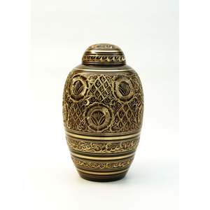 Luxury Mother of Pearl Inlay Brass Cremation Urn - Decorative <b>Large</b> Metal Funeral Urns for Human Ashes - Adult Memorial Urn Pot - Product Image 6