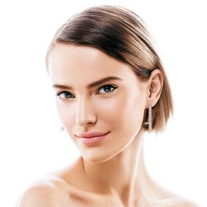 Boucles d'oreilles pendantes en or et argent de luxe avec diamants naturels, bijoux fins classiques pour femmes, pour les soirées et les occasions spéciales - Product Image 3