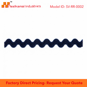 Neelkamal Industries Navy Blue Velvet <b>Ric</b> <b>Rac</b> <b>Trim</b> Wavy Edging 15mm Solid Color 100% Nylon Shrink-Resistant Craft Ribbon 100 - Product Image 6