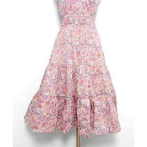 Fabricante Mayorista, Vestido Informal de Algodón 100% Indio, Bonito Vestido Largo en Línea A, Hecho a Mano, Estampado Floral, con Hombros Descubiertos, para Fiesta de Verano - Product Image 5