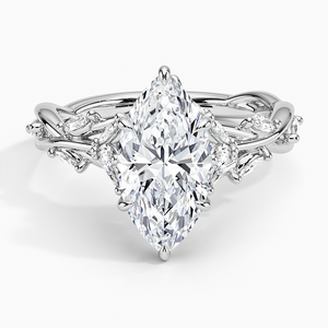 Anillo de boda clásico para mujer, de plata de ley 925, con diamantes de moissanita de corte marquesa y diseño de hoja. - Product Image 3