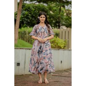 Robe décontractée élégante Robe à imprimé numérique floral et géométrique - Product Image 3