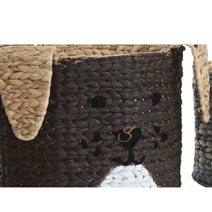 Medium Cute Brown Puppy Water Hyacinth <b>Basket</b> Woven Decorative <b>Toy</b> <b>Storage</b> Bin Kids Dog Clothes <b>Basket</b> Boho - Product Image 2