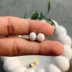 Pendientes de Perlas Naturales de Agua Dulce, Chapados en Oro de 18K, Pendientes Minimalistas de Perlas para Mujer, Joyería Clásica - Product Image 2