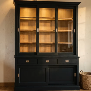 Large Wagon Cabinet Professional-Grade Oak Wood Veneer Modern Durable Eco-Friendly Showcase Triple Sliding Doors for Boutique - Product Image 4