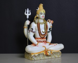 Artesanía Nirmala, Estatua de Shiva de Resina con Polvo de Mármol Blanco, Trishul Damru, Adiyogi Meditando, Diseño Tradicional Hecho a Mano - Product Image 2