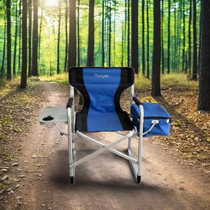 Silla de comedor de picnic al aire libre de tela de Metal de estilo de diseño moderno de alta calidad con bolsas de almacenamiento laterales de acero inoxidable para uso en el parque - Product Image 1