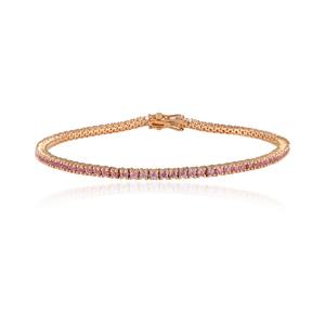 18K Pink Sapphire Fashion Tennis Bracelet-Stackable Everyday Sleek Design - Product Image 3