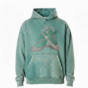 Sudaderas con Capucha para Hombre, Lavado Ácido, con Pedrería, 100% Algodón, Estilo Casual de Invierno, Streetwear, Cómodas, Ligeras y Largas - Product Image 1