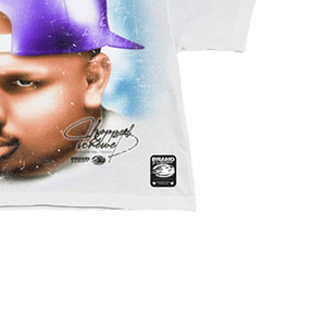 T-shirt blanc à manches courtes pour homme, motif photo sérigraphié, style streetwear, col roulé, coupe classique, 100 % coton, formel - Product Image 2