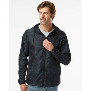 Veste coupe-vent légère à capuche pour homme, résistante au vent et à l'eau, camouflage noir, fermeture éclair intégrale - Product Image 4