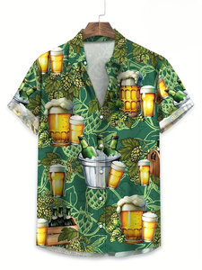 Chemise pour homme à imprimé floral, col rabattu, manches courtes, tricotée, décontractée, été, golf, mode, boutonnée, tee-shirt 140g - Product Image 6