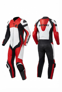 Mono de Cuero de Vaca/Canguro MotoCP Zuzuzki Racing, Traje de Protección Avanzada para Pista y Calle, Hecho a Medida - Product Image 1