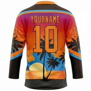 Maillot de hockey sur glace personnalisé sublimé, col en V, manches trois quarts, imprimé tropical, vêtements de sport d'été - Product Image 3