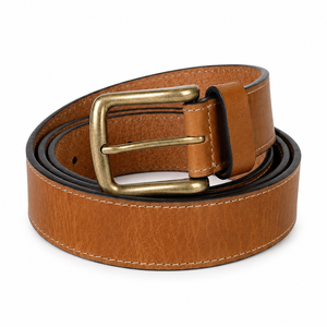 Mens Genuine Leather Vintage Brown <b>Belt</b> Solid Alloy Pin Buckle Handmade Casual <b>Jeans</b> <b>Belt</b> 3.5cm Width Custom Logo Wholesale OEM - Product Image 1