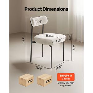 Set di 6 Sedie da Pranzo Mid-Century Modern in Bouclé, Sedie Laterali con Rivestimento in Sherpa, Salvaspazio per Tavolo da Pranzo - Product Image 2