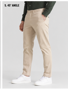 Pantalones Casuales de Lona de Algodón para Hombre, Corte Recto, Color Caqui, Cintura Media, Cierre de Botones, Frente Plano, Antiarrugas, Secado Rápido, Transpirables, para Verano - Product Image 3
