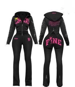 2026 Customized <b>Women's</b> Casual Solid Sewatsuits <b>Jacket</b> and Pants Set Skinny Fit Zipper Eco-Friendly Cotton 2 Piece Pants Set - Product Image 2