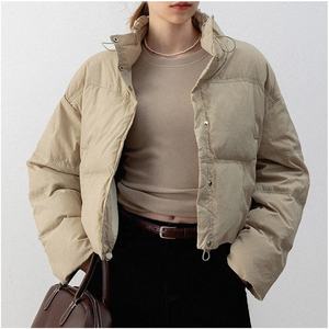 Veste courte matelassée de luxe de qualité hivernale, softshell d'extérieur, rembourrage en duvet, écologique, manteaux pour femmes, confortable, couleur unie - Product Image 5