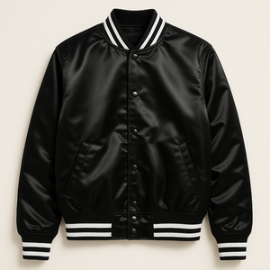 Chaqueta Bomber Varsity de Satén Premium Personalizada para Hombre y Mujer, Chaqueta Bordada Ligera y Brillante, Chaqueta de Equipo al por Mayor OEM - Product Image 1