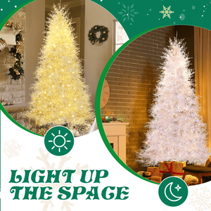 ต้นคริสต์มาสประดิษฐ์ทรงต้นสนแบบมีบานพับสูง 7 ฟุต พร้อมไฟหรี่แสงได้ 400 ดวง และ 3 โหมดสี 1218 ปลายกิ่ง - Product Image 6