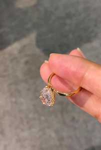 Anillo de lujo con diamante talla pera y halo oculto de 3.02 CT, cultivado en laboratorio, oro amarillo de 14K, joyería de boda y compromiso para damas de honor - Product Image 3
