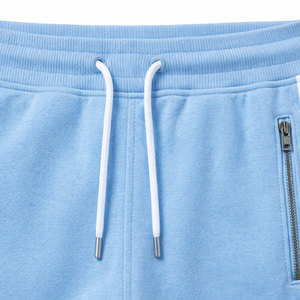 Pantalones Deportivos Azul Claro para Hombre con Franja Lateral Blanca, Cintura Elástica con Cordón, Joggers Casuales de Tejido de Punto Medio, para Otoño - Product Image 5
