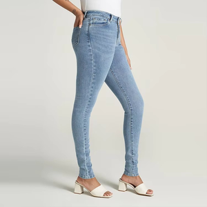 Fashion Girl Wholesale Ladies Pencil <b>Pants</b> Denim Jeans for Women Customized Front Logo Summer Breathable Woven 100% Cotton - Product Image 4