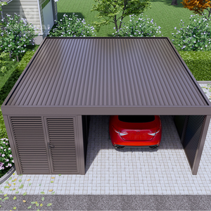 Abri de voiture modulaire en aluminium gris moderne de luxe haut de gamme avec protection UV et design durable pour usage en jardin - Product Image 2