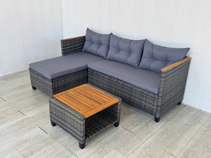 SF00157 Pham Gia Verano Canapé d'extérieur moderne pour villa et ferme, une place, gris, en osier et rotin, avec structure en acier et bois d'acacia - Product Image 4