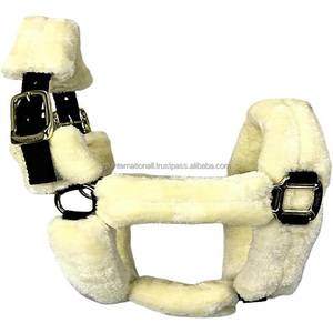 Original Super Soft rembourré Faux Vison Cheval Noir Nylon Halters laiton plaqué antirouille matériel durable course de chevaux licou - Product Image 4
