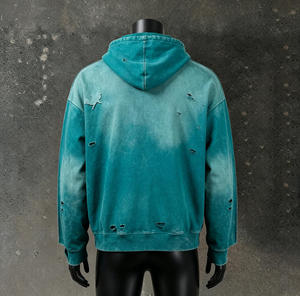 Fabricante de Ropa Personalizada, Sudadera con Capucha y Cremallera para Hombre, 100% Algodón, Bordado 3D, 450 Gsm, Lavado Ácido - Product Image 3