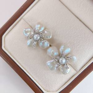 Petites perles d'eau douce naturelles de forme baroque, irrégulières, en forme de fleur, cassées, boucles d'oreilles, vente en gros, vente au détail, véritable accessoire en perles - Product Image 3