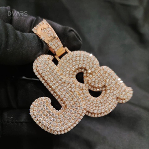 Colgante con Inicial de Moissanita VVS, Plata 925, Logotipo y Letra Personalizados, Joyería de Lujo para Hombre, Estilo Rapper, con Baño de Rodio/Oro, Hip Hop - Product Image 2
