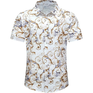 Chemise Hawaïenne Baroque Personnalisée pour Hommes Grande Taille Imprimée Décontractée à Manches Courtes Boutonnée pour les Vacances - Product Image 1