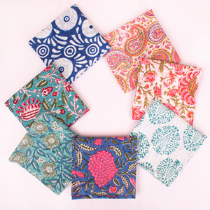 Colorful Cotton Square Bandana Handmade Floral Block Printed Eco-Friendly Scarf Lightweight Breathable <b>Tie</b> <b>Back</b> Hair Neck Wrap - Product Image 3