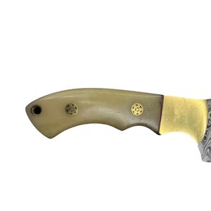 Couteau EDC en acier Damas fait main sur mesure, manche en bois, mosaïque, bolster en Damas - Product Image 2