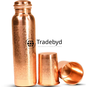 Wide Mouth Pure <b>Copper</b> <b>Bottle</b> Anti-corrosion Coating Screw-On Cap Direct <b>Drinking</b> Food Safe Reusable Eco-Friendly Health - Product Image 3