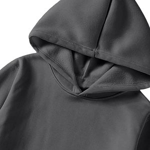 Sudadera con Capucha Personalizada con Logotipo, Sudadera Corta de Diseño para Hombre, Estilo Gótico Negro, Algodón Grueso, Color Sólido, Forro Polar - Product Image 4