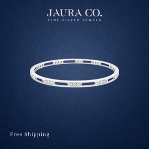 Brazaletes Minimalistas de Plata 925 con Cristales Engastados en Canal, Diseño Geométrico Chapado en Rodio, Joyería Unisex para Uso Diario - Product Image 3