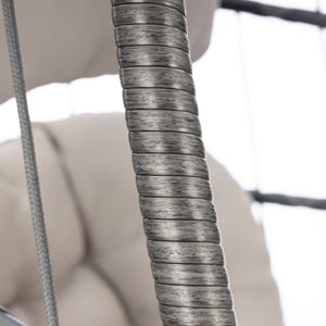 Sedia a dondolo in vimini Rattan da esterno con struttura in alluminio e cuscino grigio per Patio altalene senza supporto - Product Image 6