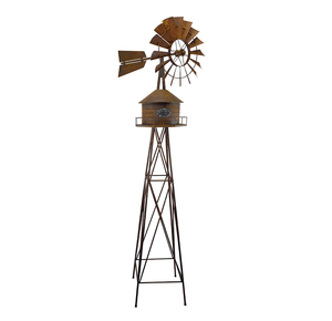 Sculpture de moulin à vent en fer forgé de qualité supérieure avec structure surélevée pour une présentation décorative dans le jardin - Product Image 5