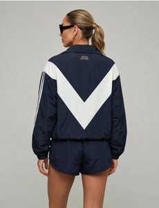 ONTEN <b>Women's</b> Navy White 2 in 1 Color Block Sporty Lightweight 100% Polyester Tracksuit Set Windproof Zip-Up Jacket & <b>Shorts</b> - Product Image 6