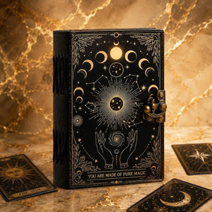 Diario de Cuero con Fases Lunares del Tarot Celestial, Cuaderno Mágico para Brujas, Diario Místico de la Luna, Libro de Escritura Espiritual, Grimorio Gótico - Product Image 5