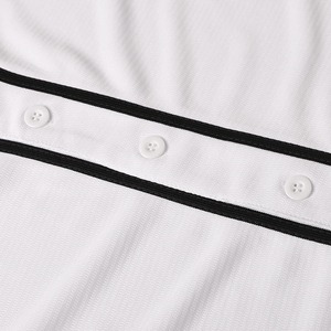 Camiseta de Béisbol Blanca de Manga Corta con Botones al Frente, Unisex, Transpirable, de Poliéster, Deportiva, para Adultos, Corte Regular, Color Sólido - Product Image 3